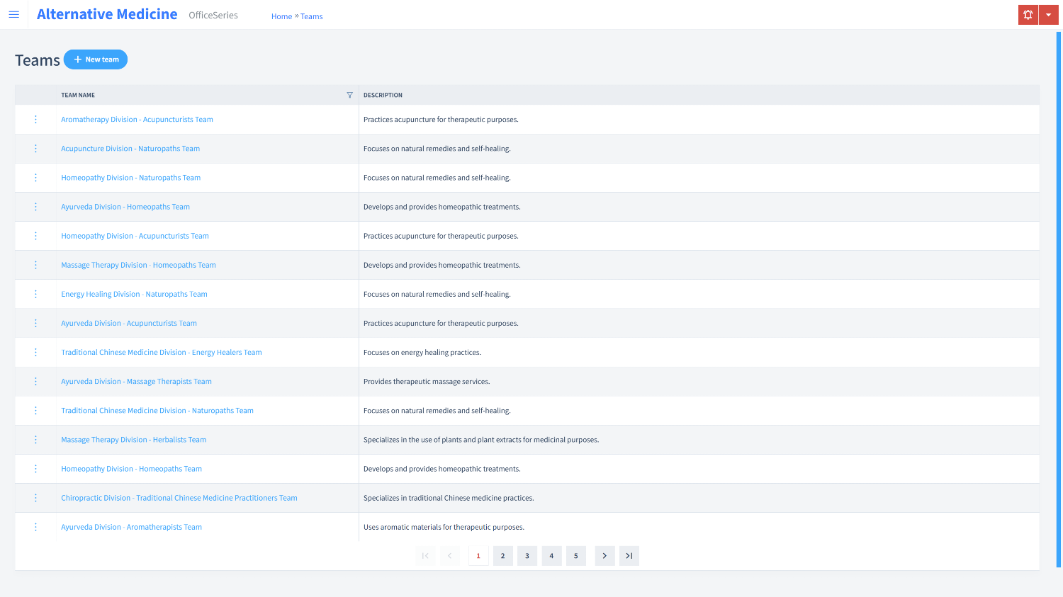 Alternative Medicine Timesheet Teams