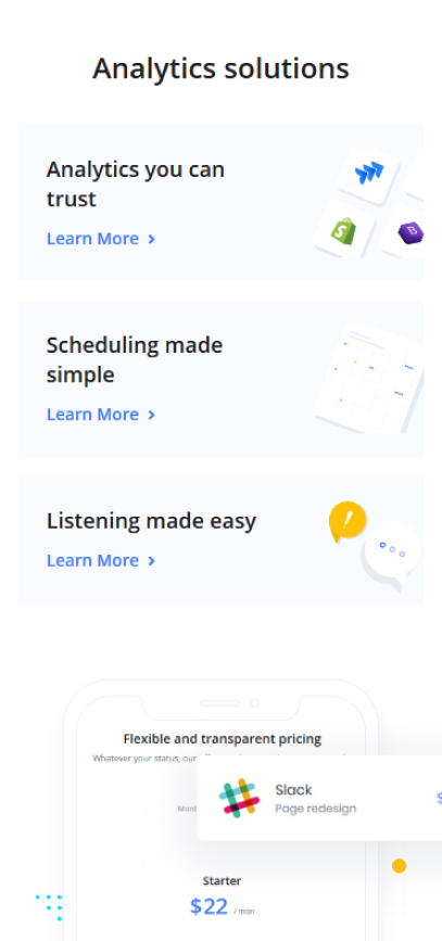 Analytics dashboard displayed in a mobile device