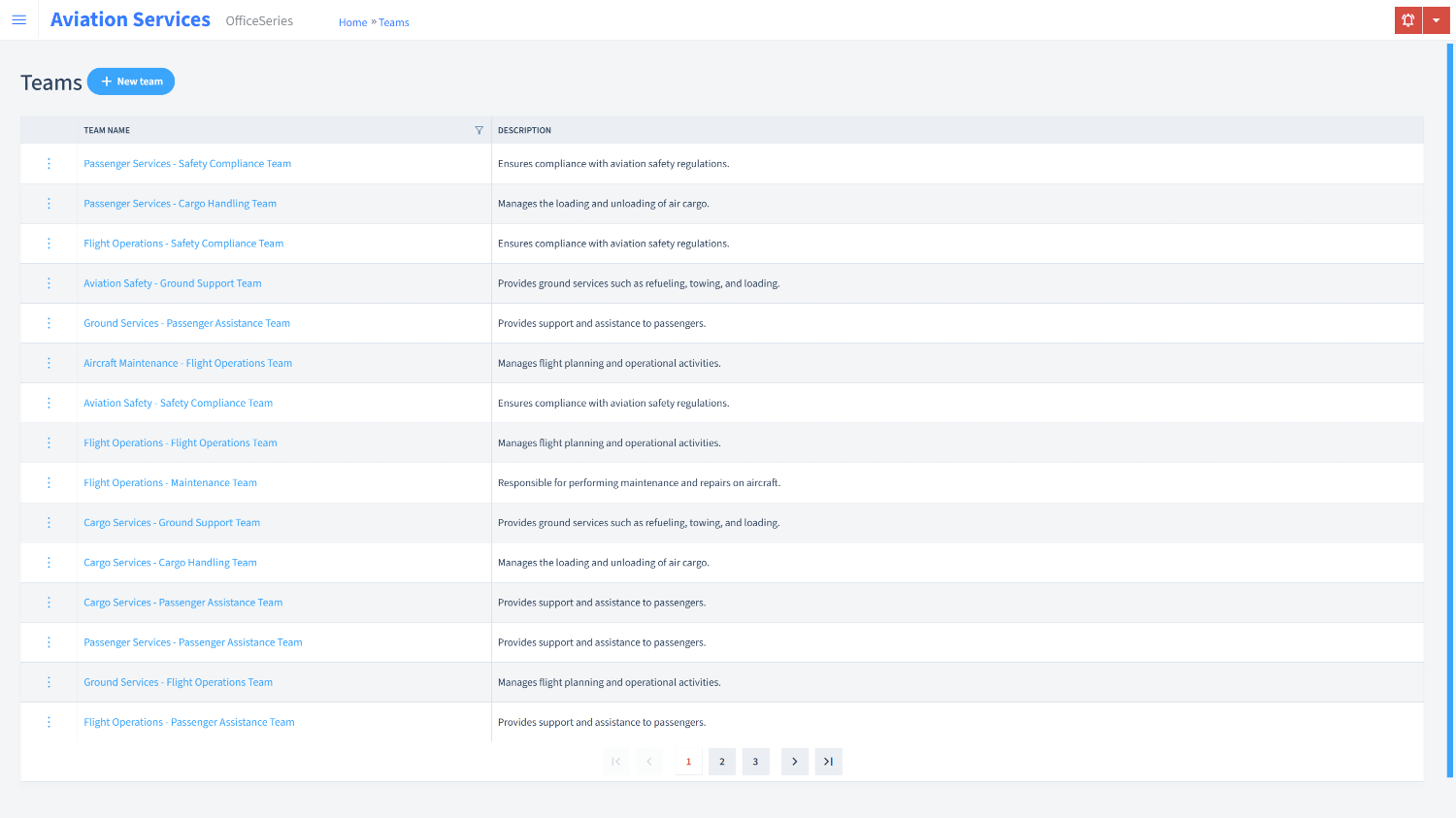 Aviation Services Timesheet Teams