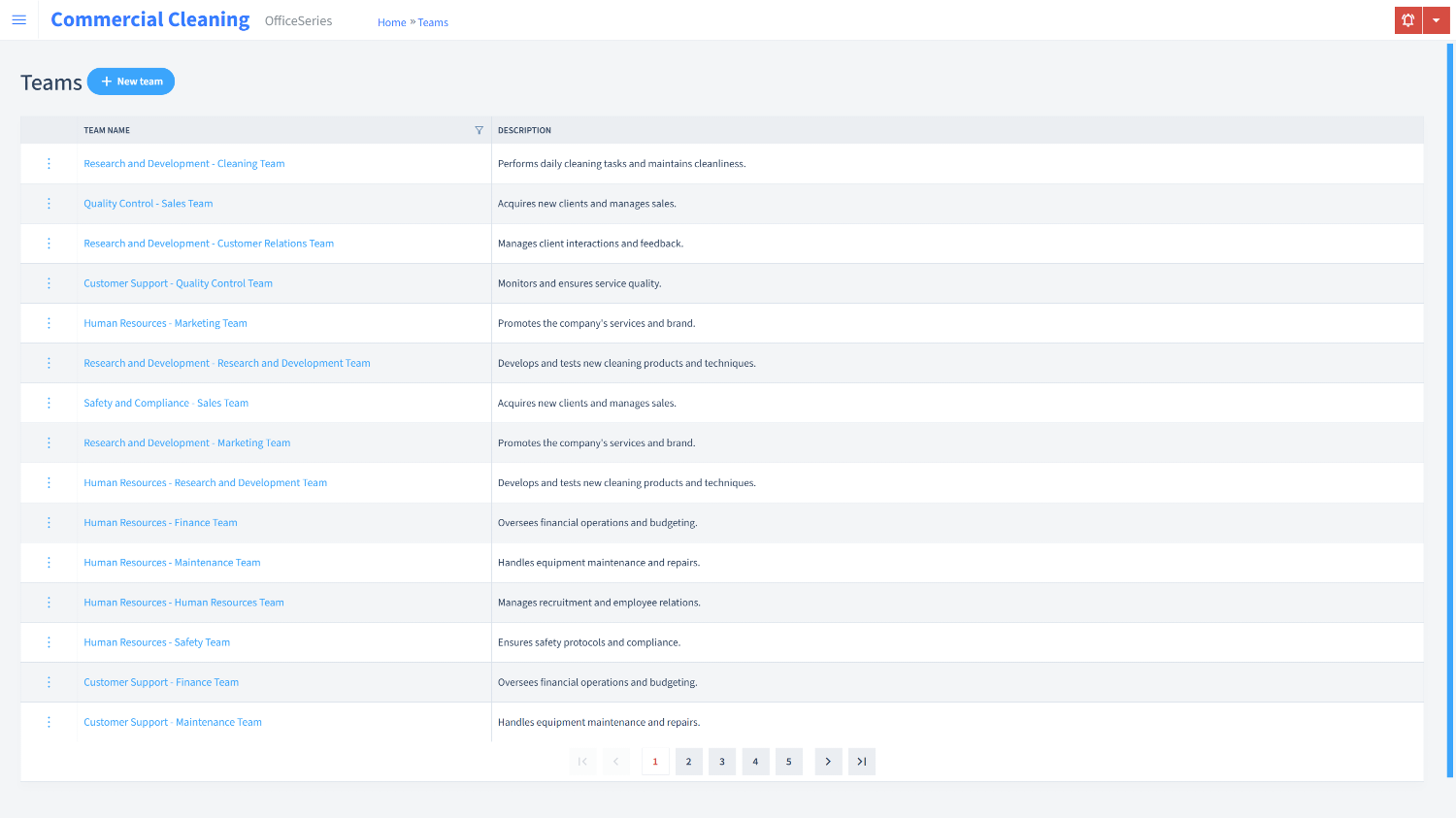 Commercial Cleaning Timesheet Teams