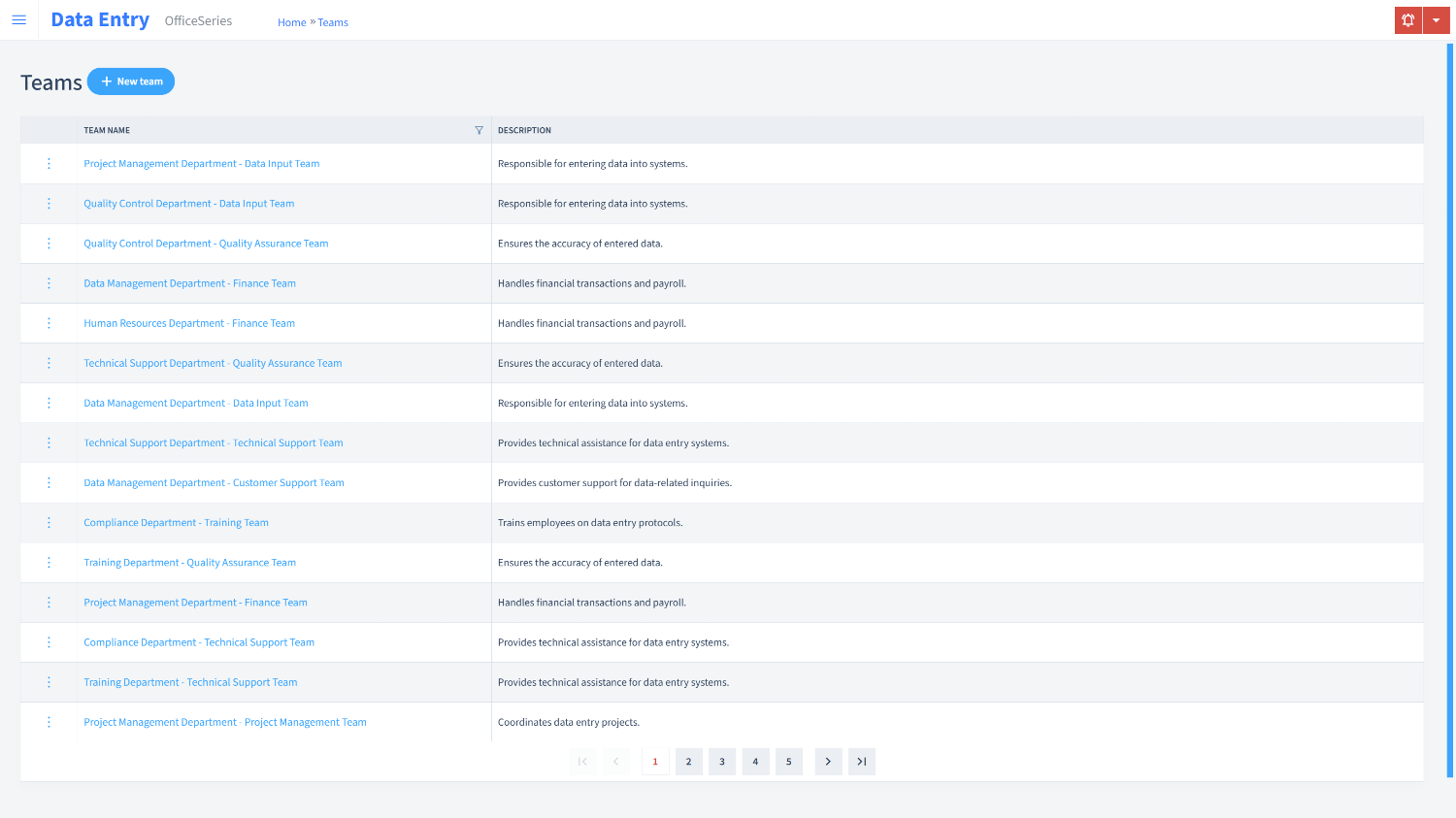 Data Entry Timesheet Teams