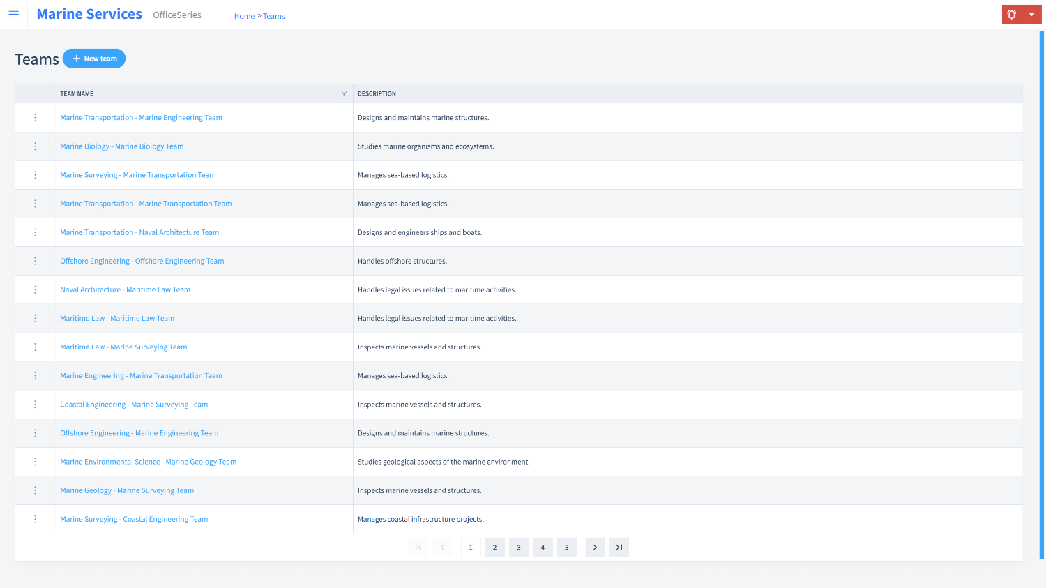 Marine Services Timesheet Teams