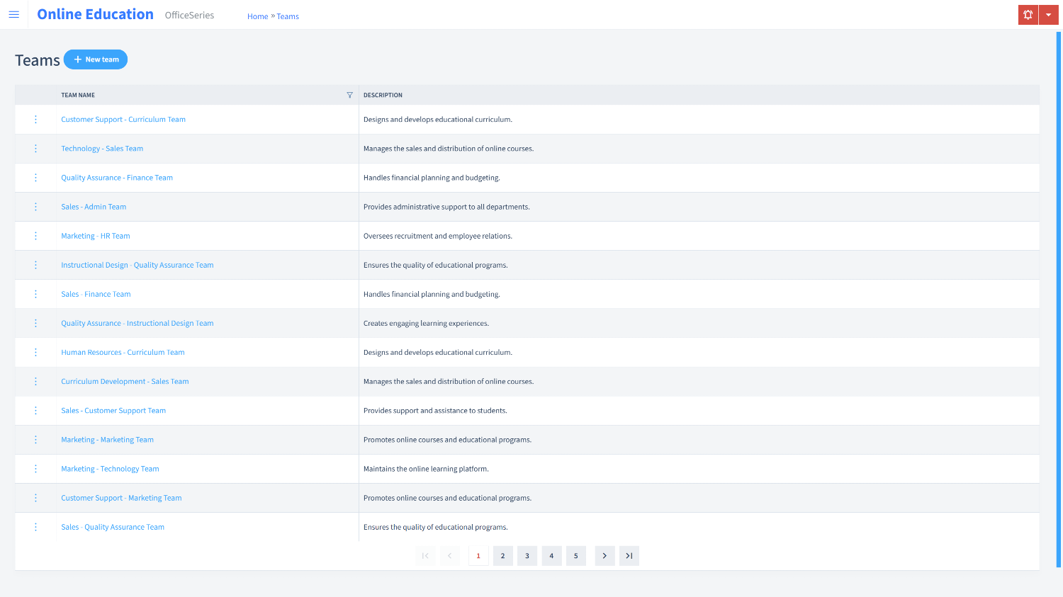Online Education Timesheet Teams