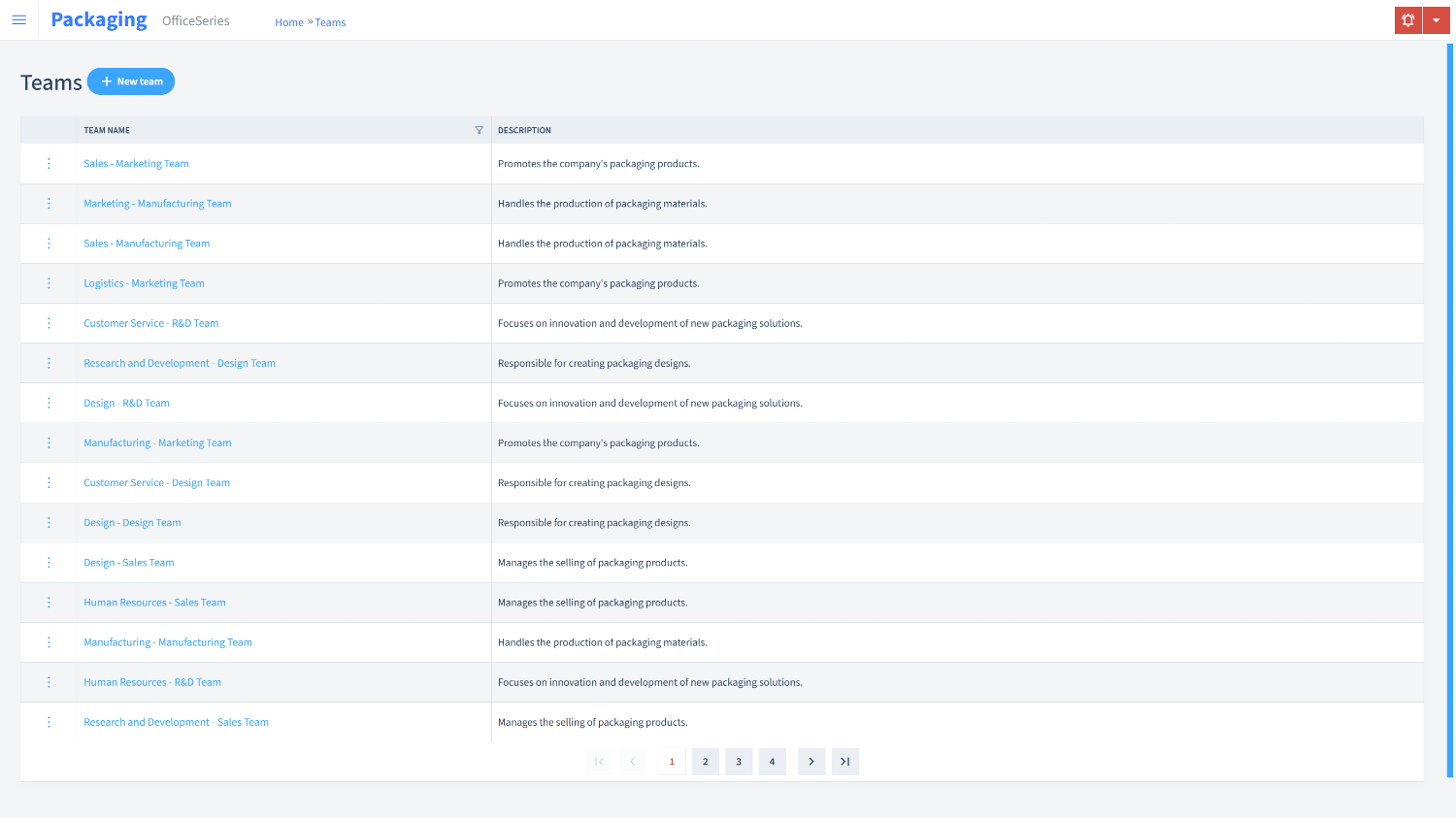 Packaging Timesheet Teams