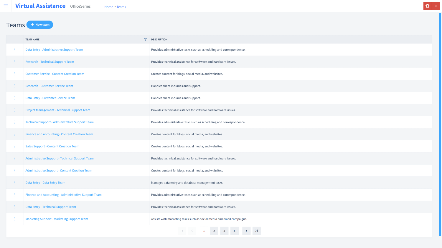 Virtual Assistance Timesheet Teams